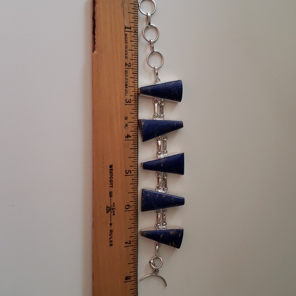 Bracelet,  lapis lazuli gemstone, 925 silver, hand - Picture 9 of 14